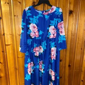 Blue and pink maxi dress